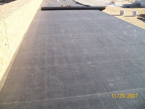 Commercial roofing in progress